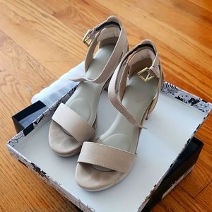 CL by Laundry Go On super suede nude heels size 7